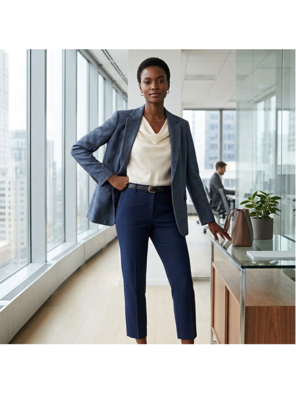 Theory Soft Suiting Tailored Blazer Jacket Womens 4 Blue Black Career Office